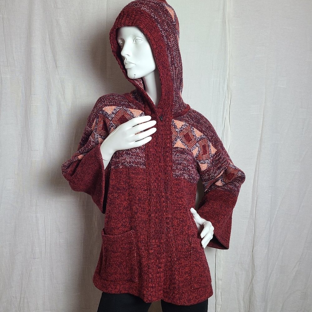 Vintage Eaton Women's L Jacket Acrylic Nordic Geometric Alpine Long Sleeves - Picture 2 of 13